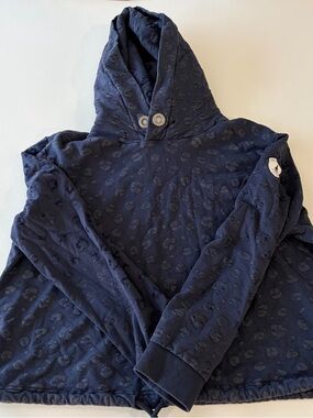 Wanakome Navy Hooded Pullover Cropped Hoodie